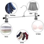 5’li Metal Pantolon ve Etek Askısı – 360° Dönebilen Kancalı, Ayarlanabilir Çoklu Askı, Dolap Içi Yer Tasarruflu Elbise Askısı, Pantolon, Etek, Şal, Çorap Düzenleyici Set (30 Cm)