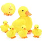 5'li Paket Ördek Peluş Oyuncak Sarı Ördek Doldurulmuş Oyuncak 4 Küçük Doldurulmuş Bebek Ördek Anne Ördek ve Ördek Yavrusu Yumuşak Ördek Doldurulmuş Oyuncak Playset Fermuarlı Çanta Doğum Günü Hediyesi