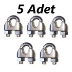5'li Paslanmaz Krom Klemens. 6mm. Halat Sıkıcı Klemens