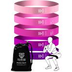 5’li Pilates Direnç Bandı Seti Loop Squat Lastiği Çantalı Fitness Egzersiz Bantları - Pembe
