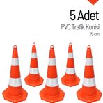 5'li Pvc Trafik Konisi Seti 75 cm Trafik Dubası