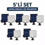5'Li Set 106 Led Güneş Enerjili Bahçe Lambası Sensörlü Dış Mekan Aydınlatma