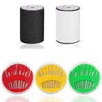 5'li Set, Kompakt, SourceTon Çok Amaçlı Polyester İplik (330 Yard, Siyah ve Beyaz) ve Dikiş İğneleri