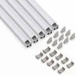 5’Li Set Köşe Led Profil Kanal 18X18mm 1 Metre Alüminyum Sıva Üstü Led Şerit Kanalı Opak Kapaklı Tutuculu 8987 Vitrin