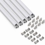 5’li Set Köşe LED Profil Kanal 18x18mm 1 Metre Alüminyum Sıva Üstü LED Şerit Kanalı Opak Kapaklı Tutuculu