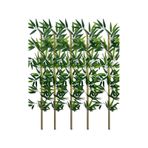 5Li Set Yapay Bambu Sopası 12 Yapraklı 110Cm Yapay Çiçek Bambu Duvarı Separatör Çiçeği Yapay Çiçek