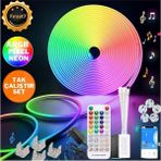 5m 16 Renk 4 Fonksiyonlu Kesilebilir Esnek Şerit Neon Rgb LED - Sese ve Müziğe Duyarlı Kumandalı - 5 m - Çok Renkli