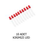 5mm Kırmızı Mantar Led Diyot Yüksek Parlaklık - 10 Adet Paket