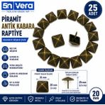 5n Vera 25 Adet 20 mm Piramit Antik Kabara Raptiye | Dekoratif Döşeme Çivisi | Koltuk, Sandalye, Yatak Başlığı, Çanta ve Mobilya Süsleme Aksesuarı