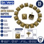 5N Vera 25 Adet 20 mm Sarı Piramit Kabara Raptiye | Dekoratif Döşeme Çivisi | Koltuk, Sandalye, Yatak Başlığı ve Mobilya Süsleme Aksesuarı