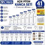 5N Vera 41 Parça Açık Piton Kanca Seti + 10 Dübel Hediyeli | 18X60 19X70 20X80 21X100 22X130 23X150 24X175 mm | Vidalı Tavan Duvar Ahşap Askı Kancası