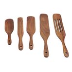 5pcs Ahşap Spatula Seti, Antistick Isı Geçirmez Ahşap Spatula asılı Delikli Tencere Ile Yemek Pişirme Için Mutfak eşyaları Karıştırma Karıştırma Karıştırma Kepçesi Servis