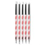 5pcs Nail Art Çift Başlı Tükenmez Kalem, Nokta Kalem, Elmas Kalem, Silikon Kalem, Çift Amaçlı Oyma Kalemi, İçi Boş Kalem, Kabartma Kalem"