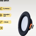 5w Smd Led Plastik Spot Siyah Sarı Işık 2 Adet