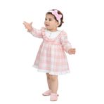 6-18 Ay Ekose Kumaş Elbise Pembe