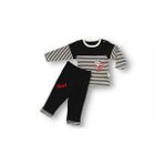 6-9 9-12 12-18 18-24 24-36 Ay Sport Baskılı Çizgili Uzun Kollu Sweatli 2li Erkek Bebek Takımı Siyah