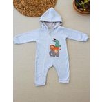 6-9 9-12 Ay Ef Çizgi Boy Fermuarlı Hayvanlar Alemi Nakışlı Kapşonlu Kız Erkek Bebek Tulumu Mavi