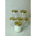 6 Adet 210 ml Cam Kavanoz Mama Bebek Yoğurt Saklama Kabı Gold Kapaklı 210 cc - Şeffaf