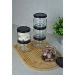 6 Adet 300 ml Metal Siyah Kapaklı Konserve Şeffaf Cam Magnolya Kavanoz Magnolia Tatlı