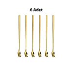 6 Adet 304 Çelik 17 cm Gold Uzun Kahve ve Smoothie Karıştırma Kaşığı cin579sr-6