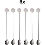 6 Adet 304 Çelik 21 cm Kokteyl Kahve Latte Karıştırma Barmen Kaşığı CIN764BY-6 - Gri