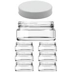 6 Adet 50 ml Plastik Beyaz Kapaklı ve Iç Kapaklı 50 cc Şeffaf Cam Krem Kavanozu