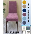6 Adet Babyface Kadife Kumaş Sandalye Kılıfı Yıkanabilir Likralı Esnek Lastikli, Sandalye Örtü - 55 x 120 cm - Gül Kurusu