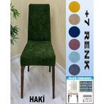 6 Adet Babyface Kadife Kumaş Sandalye Kılıfı Yıkanabilir Likralı Esnek Lastikli, Sandalye Örtü - 55 x 120 cm - Zümrüt