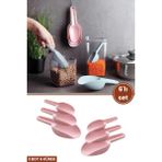 6 Adet Baharat Küreği, Un Şeker Bakliyat Kakao Mama Deterjan Erzak Kaşığı 6’lı Set 2x(3 Boy) Pembe - Renk