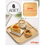 6 Adet Bambu Kare Servis Tabağı, Sunum Seti 25x25 Cm Bambu