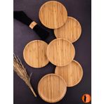 6 Adet Bambu Yuvarlak Servis Tabağı, Sunum Seti (20x20 cm)