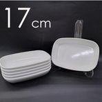 6 Adet Beyaz Melamin Kayık Tabak 17x12cm Ortaboy Salata Tabağı Günübirlik Hesaplı Oval Kare Servis