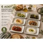 6 Adet Bonnami Odette Olive Moove Servis Tabağı 23X16 cm Porselen Kahvaltı ve Sunum Tabağı