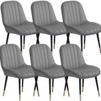 6 Adet Çağdaş Deri Yemek Sandalyesi Mutfak Yatak Odası Balkon veya Tuvalet Masası için Modern Mobilya Seti Evlilik Odası için Şık Makyaj Sandalyesi Seçeneği, Koyu Gri-,Dark Grey-One Size