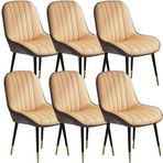 6 Adet Çağdaş Deri Yemek Sandalyesi Mutfak Yatak Odası Balkon veya Tuvalet Masası için Modern Mobilya Seti Evlilik Odası için Şık Makyaj Sandalyesi Seçeneği, Koyu Gri+,Dark Grey+bronze-One Size
