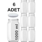 6 Adet Cam Şeffaf Metal Kapaklı Domates Konserve Reçel Kavanozu 1000cc