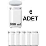 6 Adet Cam Şeffaf Metal Kapaklı Domates Konserve Reçel Kavanozu 660cc