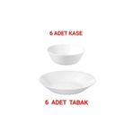 6 Adet Çap 20 cm Yemek Tabağı 6 Adet Çap 15 cm Kase Temperli Cam Toplam Ikea 12 Parça