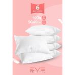 6 Adet Çizgili Saten Fermuarlı Antialerjik Yıkanabilir Silikon Elyaf Yüksek Dolgulu Yastık 900 gr - 50 × 70 cm - Beyaz
