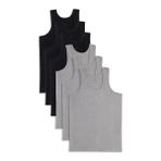 6 Adet Compact Penye Siyah-Gri Erkek Atlet Pamuklu Standart Fit Normal Kesim 6'lı Paket