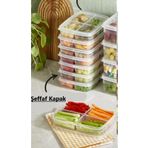 6 Adet Dondurulmuş Mini 4 Bölmeli Öğünlük Sebze Saklama Kabı Et Tavuk Suyu Kıyma Buzluk Organizer