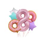 6 Adet Donut Balon Seti Numaralı Yıldız Donut Folyo Balon Yaş Doğum Günü Partisi Dekoru, 8