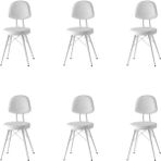 6 Adet Ece Sandalye Beyaz Suni Deri Beyaz Metal Iskelet