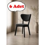 6 Adet Elma Sandalye Modern Kadife Kapitone Sırtlı Mutfak Yemek Odası Balkon Kafe Sandalyesi 85 Cm Siyah