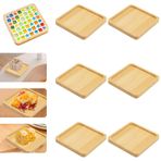 6 adet kare ahşap altlık, 9 cm servis tahtası, ahşap, mini tepsi, ahşap tepsi, kendin yap mozaik ihtiyaçları, servis tabağı, ahşap tepsi, bambu altlık, akşam yemeği, parti, çay barı, çiçek saksısı