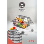 6 Adet Kilitli Saklama Kutusu Dolap Içi Düzenleyici Organizer Saklama Kabı 3 Lt Gri - Füme - Gri