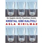 6 Adet Kırılmaz Bardak 400ml Kırılmayan Meşrubat Su Bardağı En Kalite Çizilmeyez Ultra Lüks Akrilik