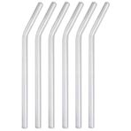 6 Adet Kokteyl Sunum Pipeti Cam Pipet Isıya Dayanıklı Eğimli 20cm Şeffaf Cam Pipet Tekli