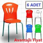 6 ADET METAL AYAKLI PLASTİK SANDALYE