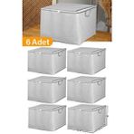 6 Adet - Mini Boy Gri Benekli Kıyafet / Nevresim Hurcu - 45X40X30 cm - Lacivert - 75 x 45